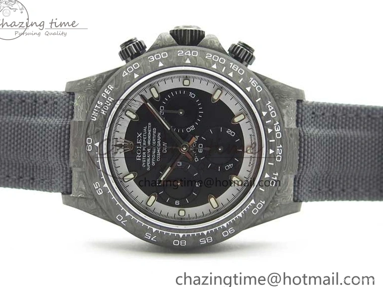 0601 Daytona DIW Carbon OMF Best Edition Black White Dial on Black Nylon Strap A OnTrend 2843